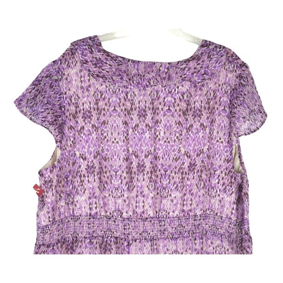 Merona Dress Shades of Purple Ruffles Elastic Waist Womens Size (4) 4X Knee Leng - Picture 4 of 8